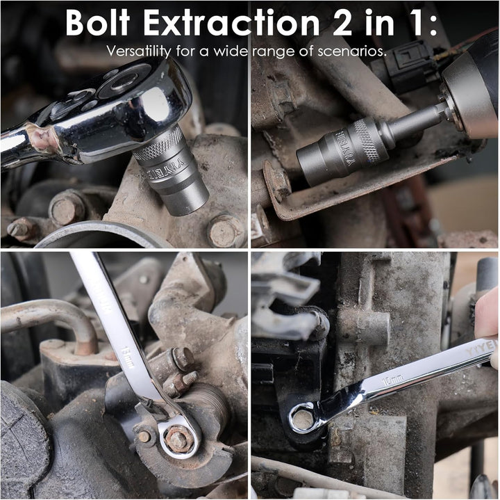 Offset Range Extractor 20Pcs Combo Bolt Extractor Kit, 6-Point Offset Extractor Wrench Set, 6 ...